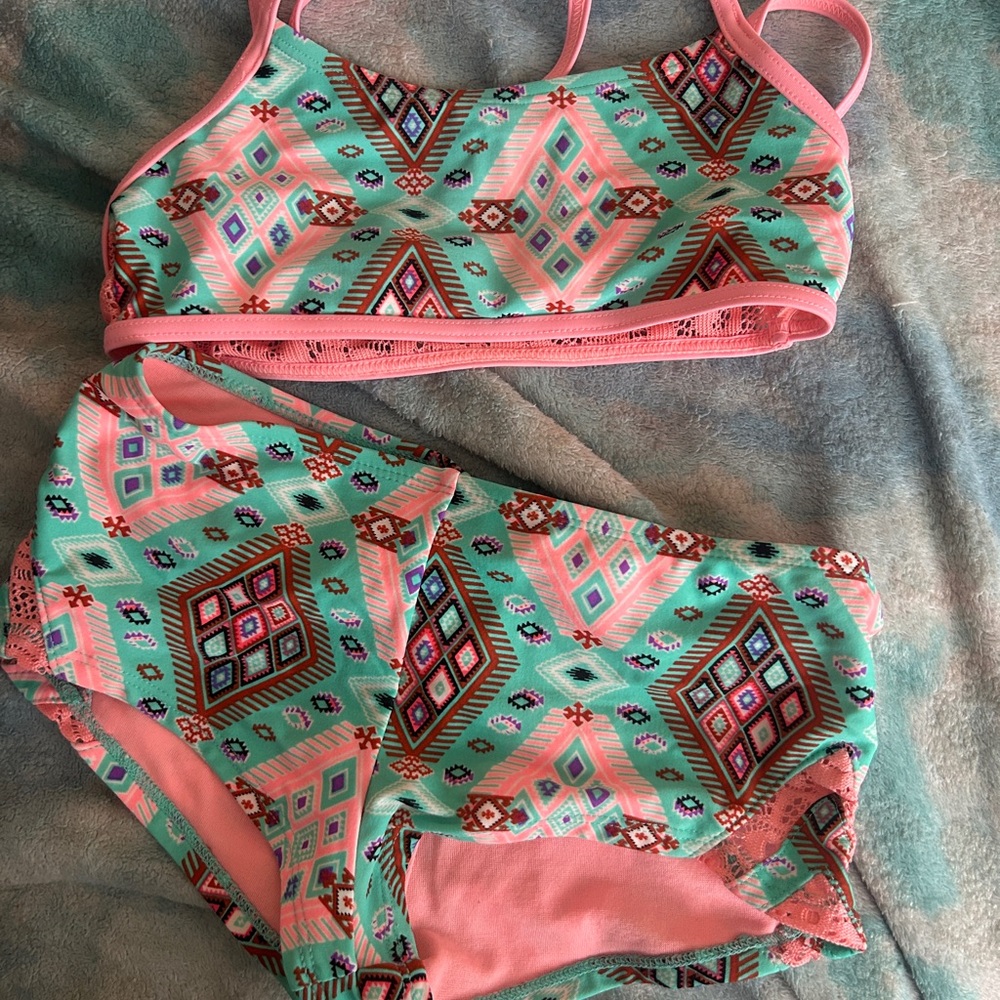 Gossip Girl Pink and Green Kids Swim Bikini